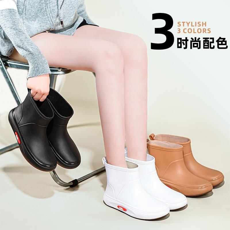Fashion women's rain shoes women's trend thickened non-slip waterproof shoes outdoor work car wash fishing shoes