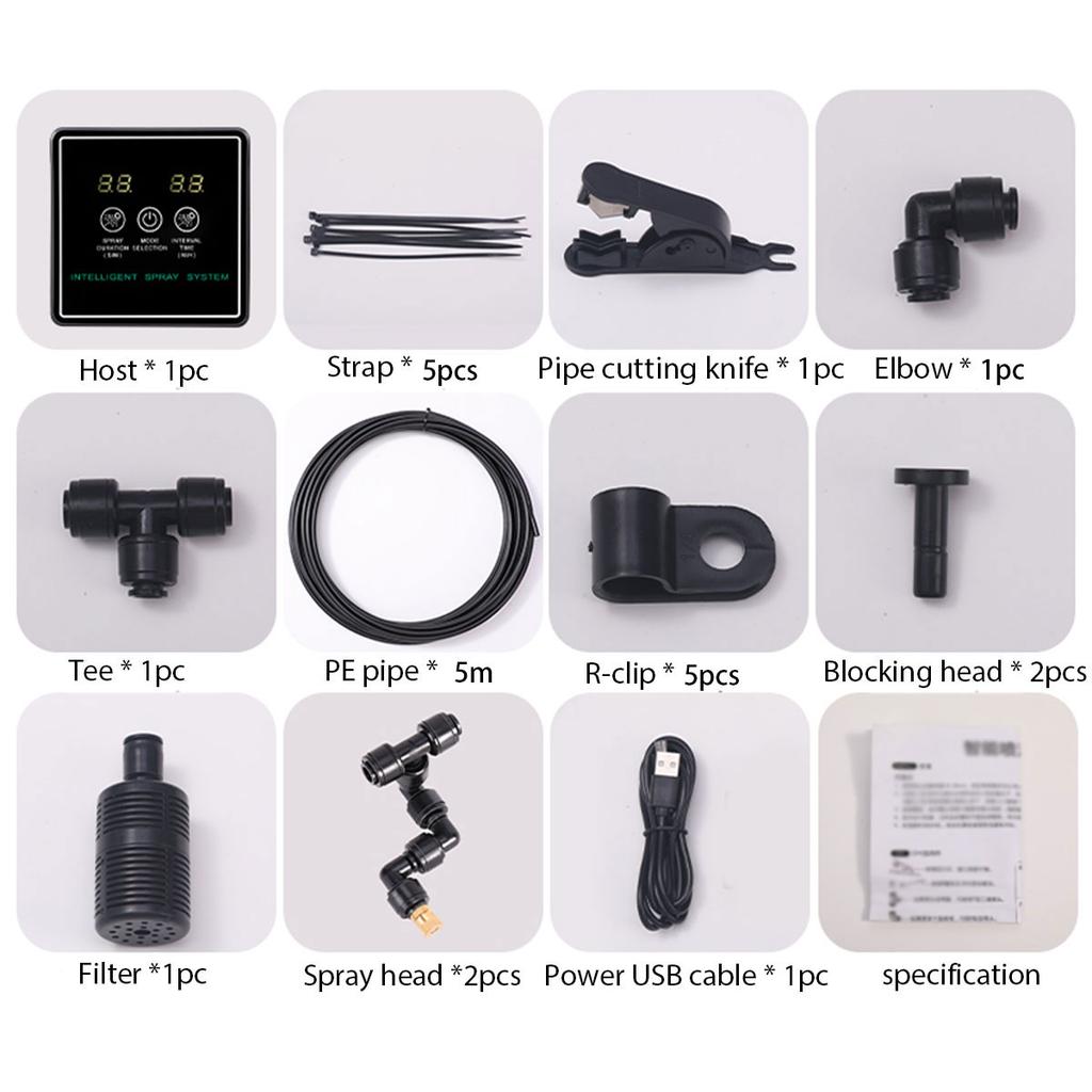 Touch Screen Automatic Mist Rainforest Spray Intelligent Ecological Cylinder Electronic Timer Sprinkler System Kit Control