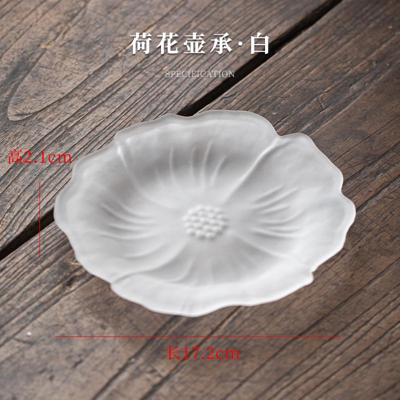 Frosted Glass Lotus Tray Household Glass Dry Bubble Table Zen Tea Set Accessories Small Tea Tray белый