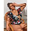 Ruffle Swimsuit One Piece Large Size Swimwear Women One-piece Beachwear Printed Summer Bathing Suit Female 4XL