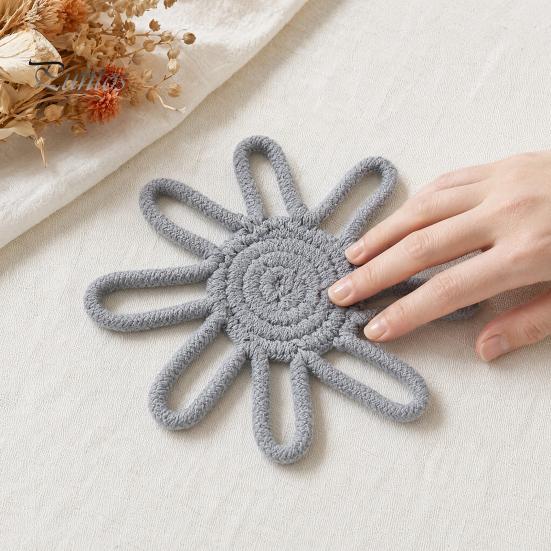 Sous-verre Style Nordique Tournesol Corde de Coton Sous-verre, Tapis Isolant Thermique Fait Main pour Tasse Antidérapante Table, Set de Table Pots Et Tasses Tissé