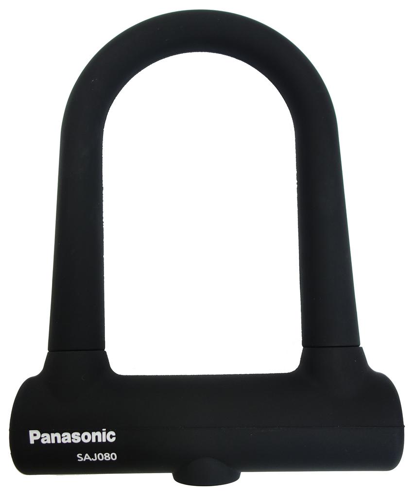 Panasonic SAJ080B U-Lock with Silicone Cover for Double Dimple Key Bicycles, Black, Inner Diameter 76 x 128mm