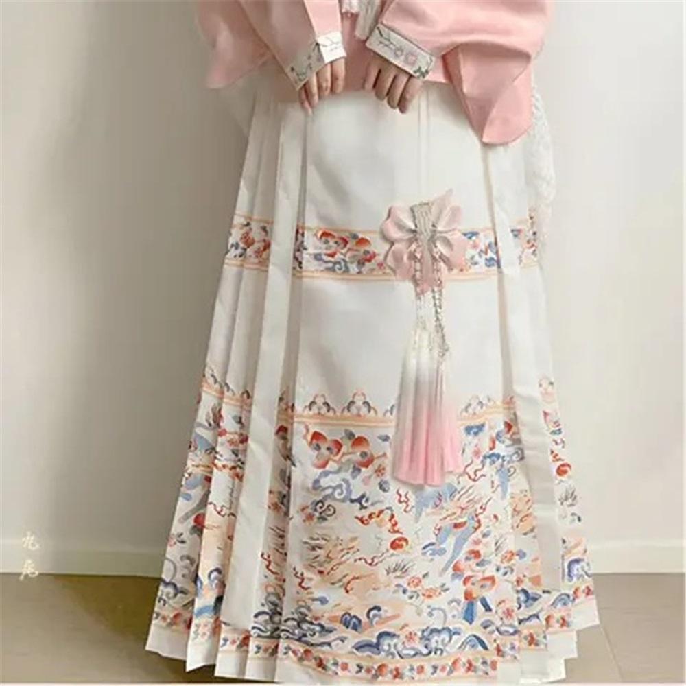 Chinese Ming Dynasty Style Hanfu Cross-collar Short Shirt Pipa Sleeve Horse-face Skirt Mixed And Match Lolita Style Suit