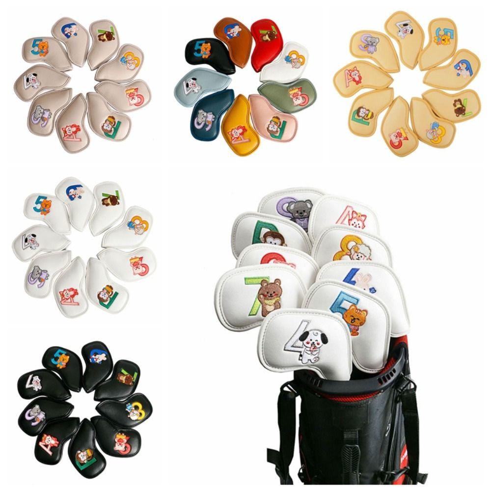

9PCS Waterproof Golfs Head Cover Set Embroidered Patten Golf Club Head Cover Golfers