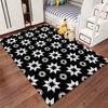 Black and White Geometric Star Pattern Carpet for Living Room Decor Suitable for use as an anti-slip for living room bedroom sofas