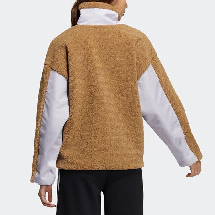 Adidas Originals Sherpa Biker Color Block Velvet Sports Jacket Women Jackets Khaki HC6604