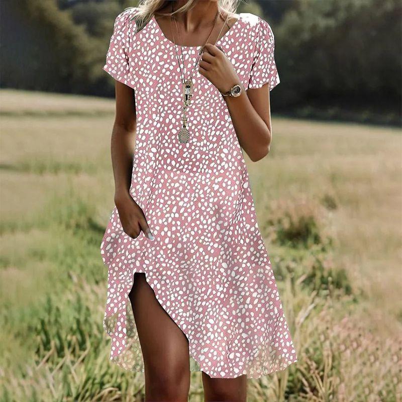 Casual Printed Round Neck Neck Loose Dress Casual Print Round Neck Loose Dress