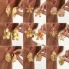 Wind Liquid Metal Pleated Flower Stud Earrings, Design Sense Leaf Petal Earrings
