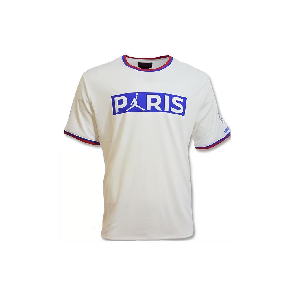 Jordan X PSG Poly Replica Crew Neck Letter Print Short Sleeve T-Shirt Unisex T-Shirt White BQ8358-100