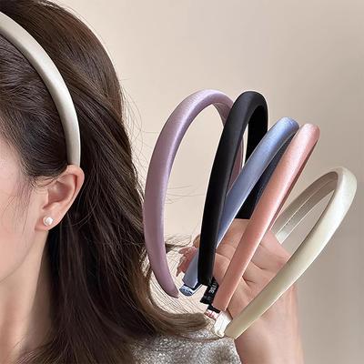 Vintage Solid Cream Color Hairband Satin Silk Hair Bands Headwear For Women Girls Fashion Hair Hoops Headbands Hair Accessories