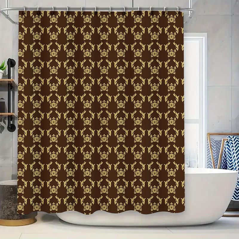 

Classic Gold Pattern Bath Shower Curtain Fabric Decor Home Supplies Waterproof Relaxed Relaxation Luxury Bathroom Decoration Bro W60H190(CM)-1 Pcs
