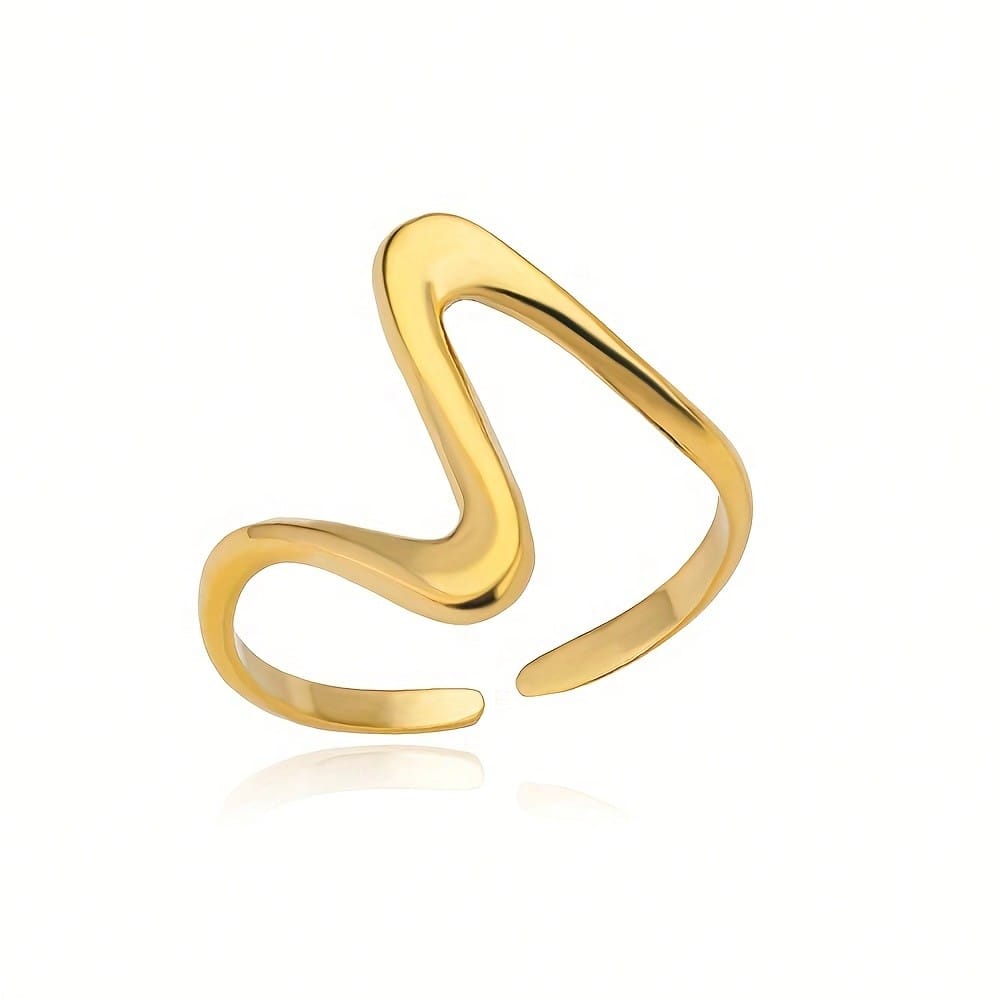 

1 Pair Of Personalized Irregular Curve Opening Rings, Stainless Steel Adjustable Rings, Simple And Versatile Commuting Accessories золотой