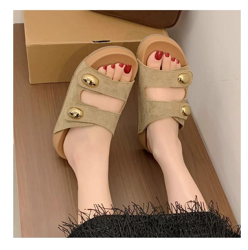 

Retro Boken slippers sandals 2025 summer new simple and versatile non-slip breathable outer wear casual soft-soled women s shoes 40 абрикосовый