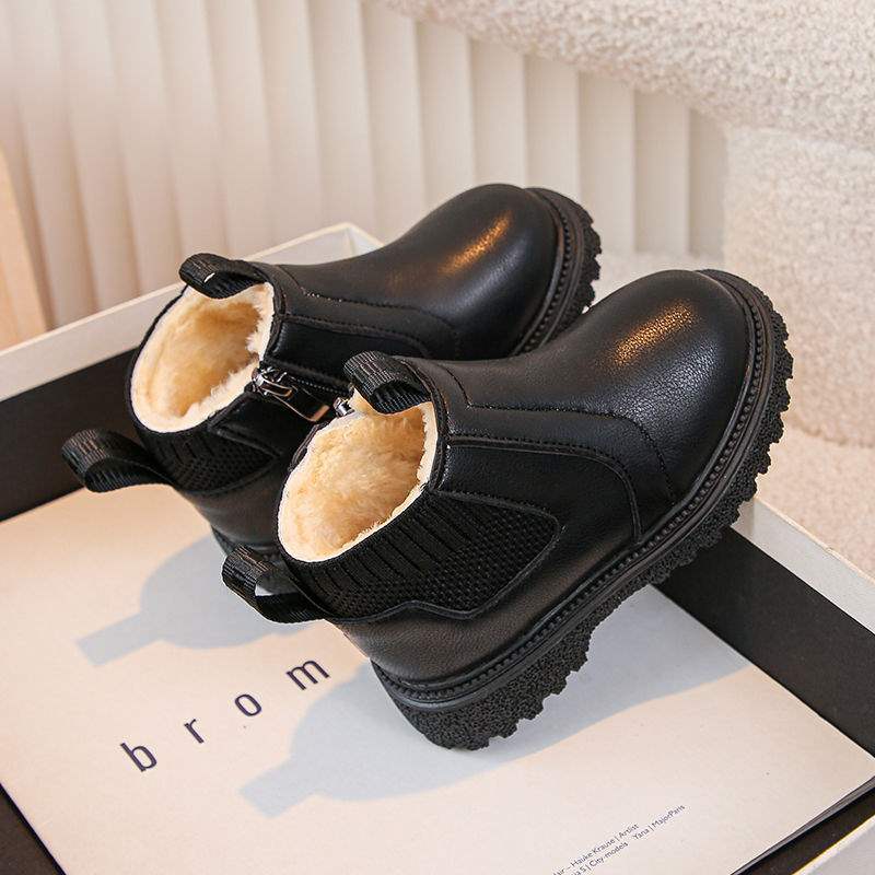 Baby Martin boots 2025 winter new men's and women's boots for 1-6 years old children's 3 casual British style velvet soft-soled boots