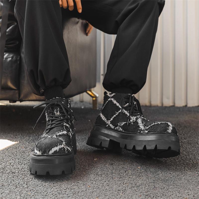 Niche Destruction Wind Derby Boty Muži Kadeřník Běžné Kožené Boty Platforma Martin Boty Žebrák Boty 77067-J