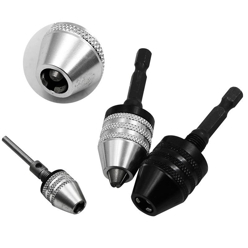Hex Drill Bits Adapter Keyless Shaft Chuck Clamp 0.3-8 Mm Electric Motor Shaft Mini Chuck Fixture 1/4 ''Hex Shank Drill Chuck