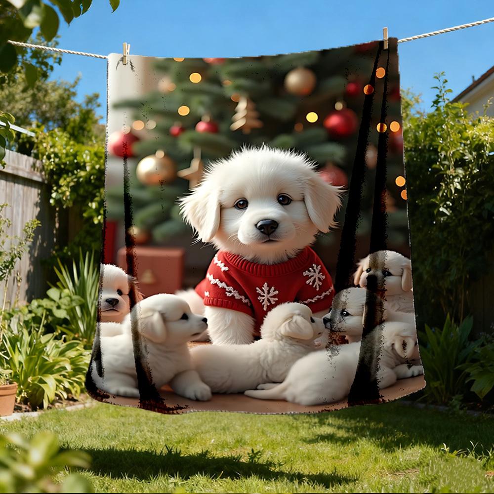 1pc Snowflake Sweater Outdoor Flannel Blanket , Machine Washable Perfect Gift for Birthday , Holiday Travel Accessory , Durable Material 80x120cm