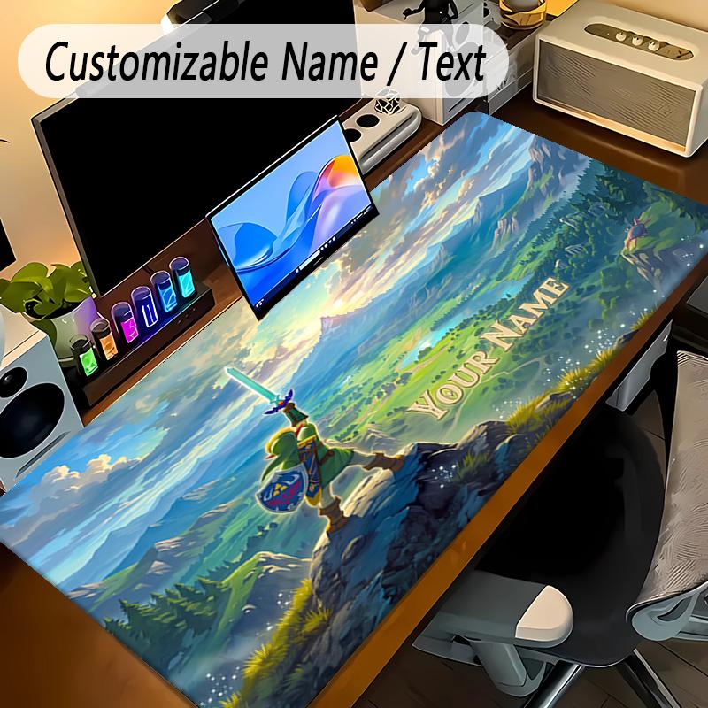 Large Mouse PadZelda Custom Name Text Personalized Desk Mat Non Slip Gaming Pad