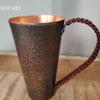 Vintage Copper Coffee Mug,Camping 500 Ml Handcrafted Woven Handle Hammer Texture Cold Drink Cup,Unique Gifts Tea Cup Tableware