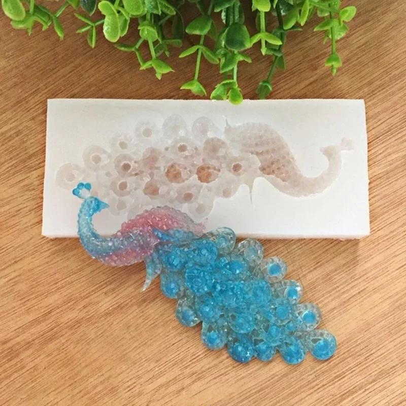 1 st påfågelprydnader berlockhalsband hänge silikon epoxiform dekorationsformar smyckestillverkningsverktyg för hartsform