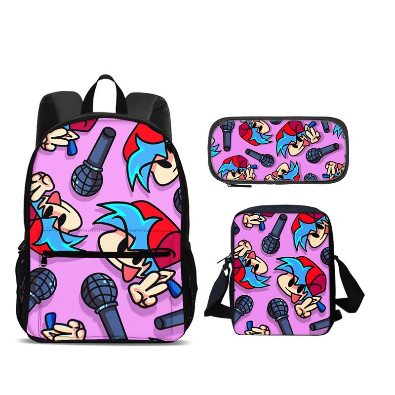 Friday Night Funkin Backpack Pen Bag Shoulder Bag 3pcs Set Versatile Large Capacity Boy and Girl School Birthday Best Gift