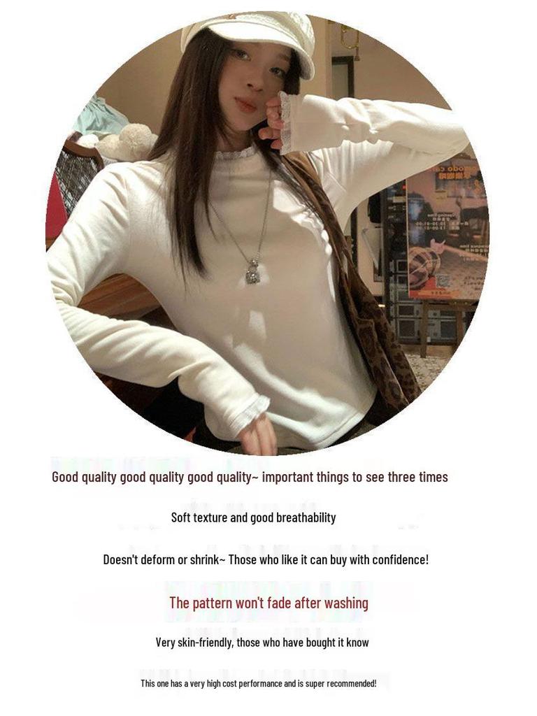Pure Desire Spicy Girl Women's Cropped Long-Sleeve T-shirt - Slimming, Versatile, Stylish Autumn/Winter Base Layer Top