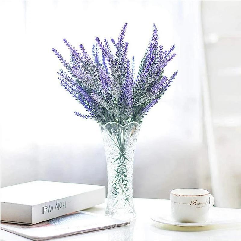 10 Bundles Artificial Lavender Flowers Head Fake Flowers Home Room Table Decor Outdoors Garden Wedding Decoration Outdoor Plants