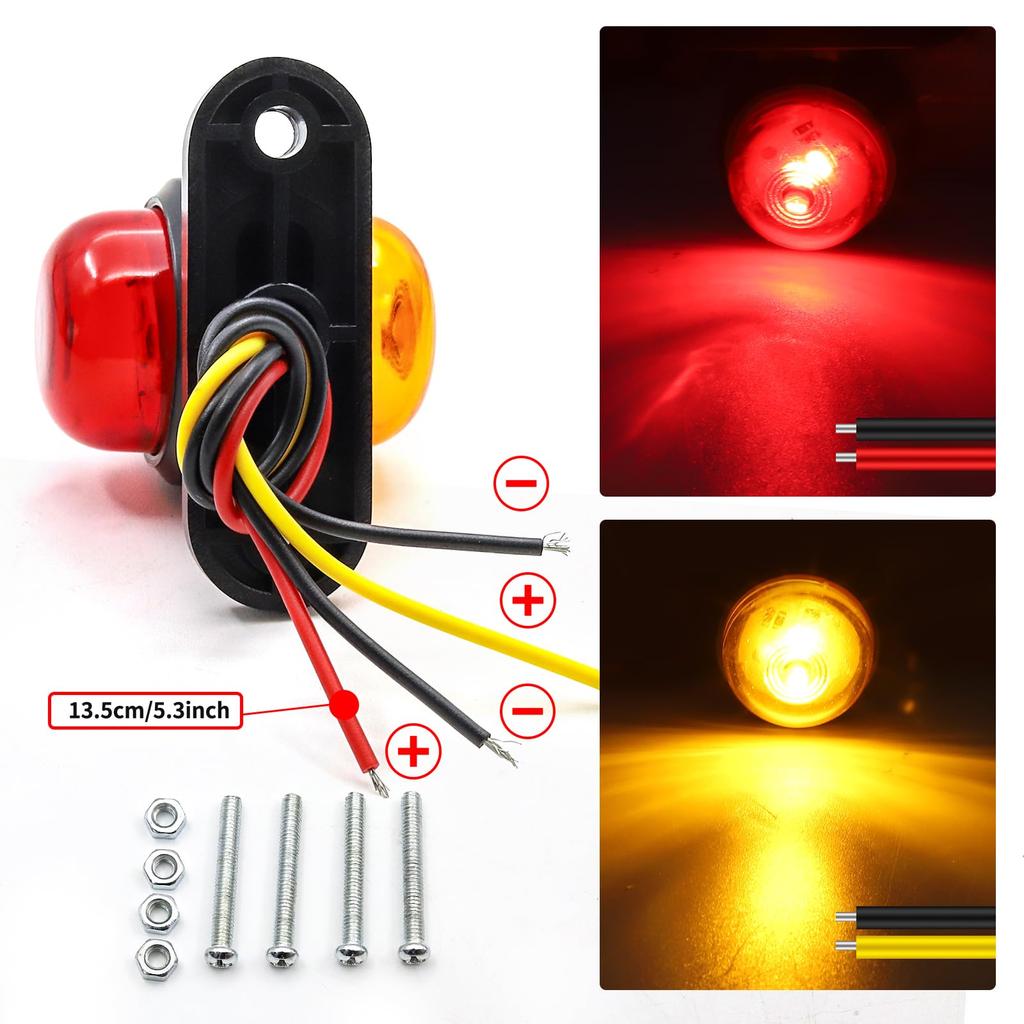 Ygmylandbb Truck LED Side Marker Lamp, 2 LED Double Sided Luminous, Shoulder Light, Side