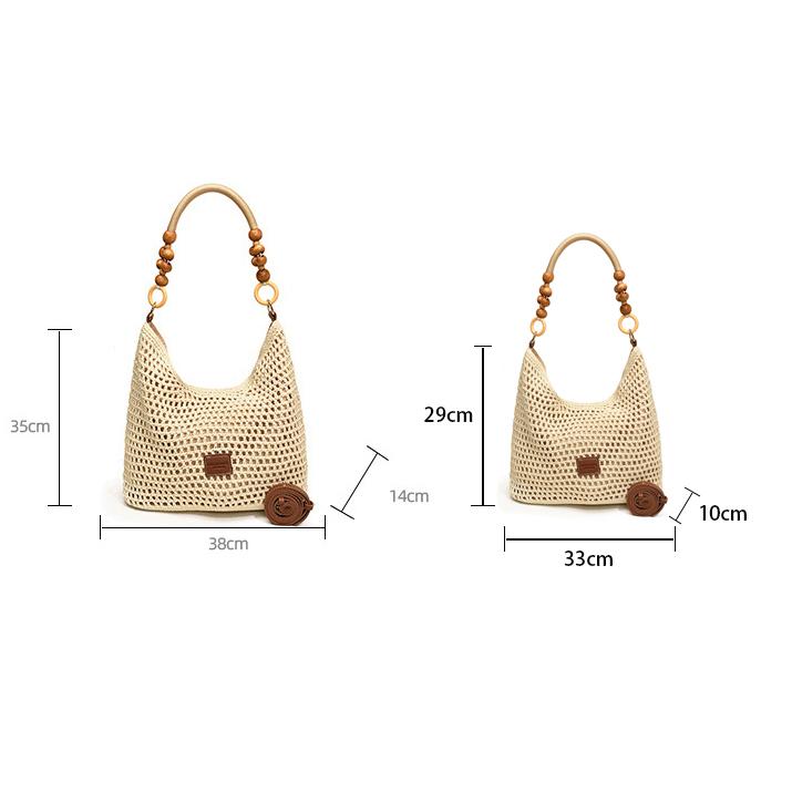 Damen Mode Handgewebte Strandtasche für den Urlaub Hohl Gestrickte Handtasche Große Kapazität Schulter Unterarmtasche