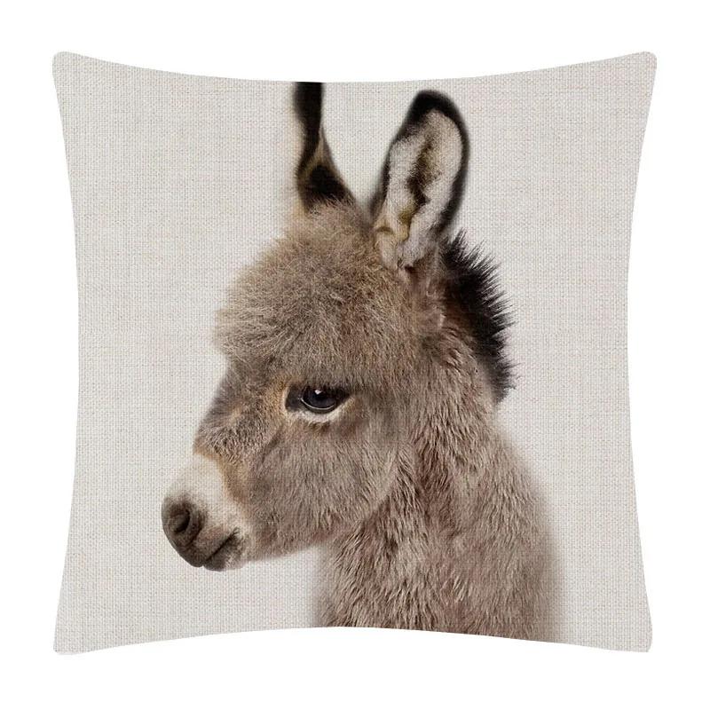 Bunny Donkey Fox Deer Hedgehog Bear Cock Duck Hippo Animals Posters Cushion Cover Decorative Pillows For Sofa Home Decor