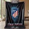 Custom Text Flannel Throw Blanket, Lightweight Cozy Bed Sofa BlanketAtletico Madrid