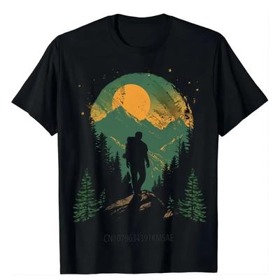 Hiker T-Shirt im Retro-Stil mit Bergdruck T-Shirts Grafik-T-Shirts Herrenbekleidung Oberteile Camisas Streetwear Ropa Hombre