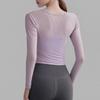 Women's Autumn Yoga Set: Fashionable Long Sleeve Top with Chest Pads for Pilates and Fitness