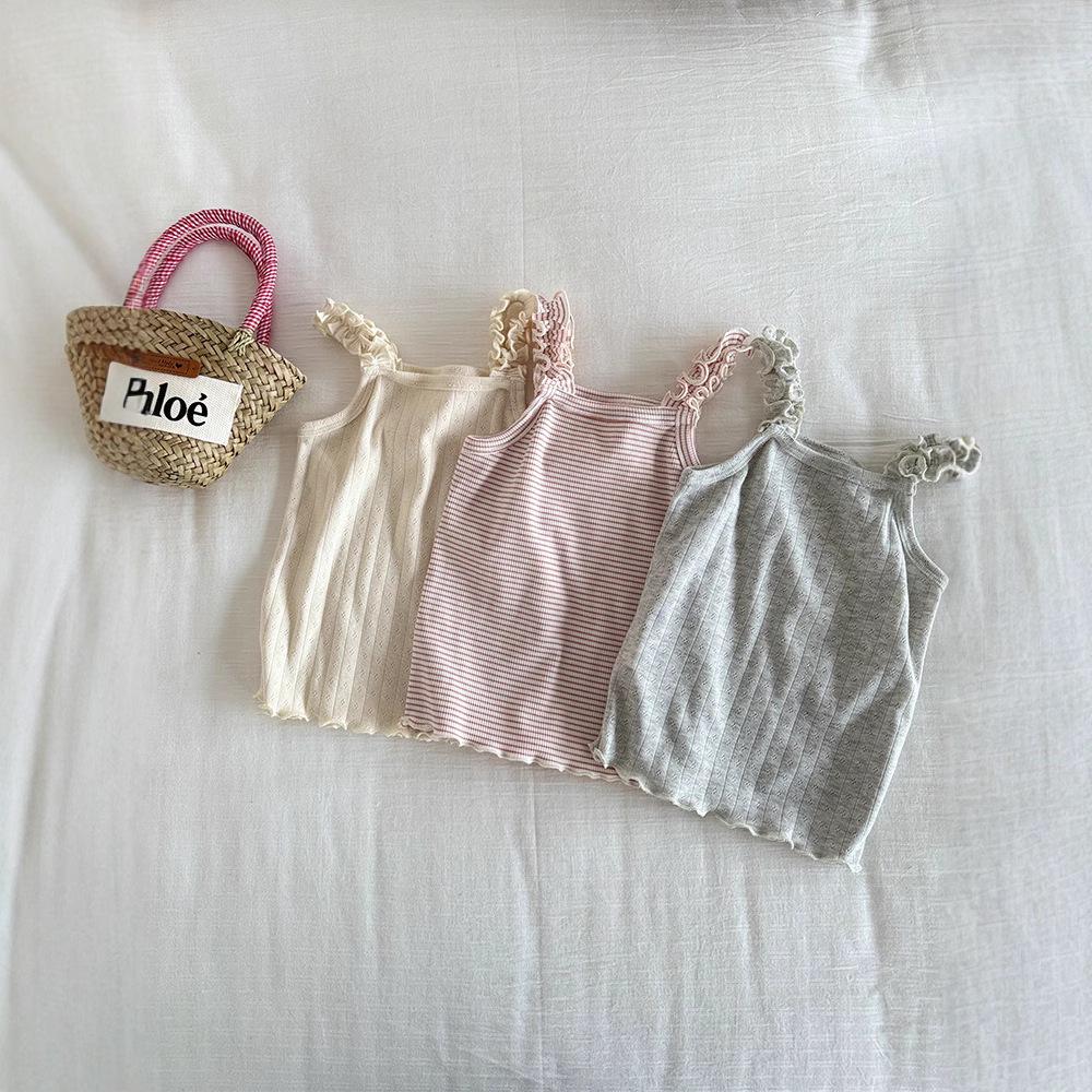 2025 Summer Korean-Style Ribbed Tank Top for Baby Girls - Versatile & Colorful