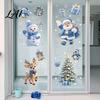 Winter Wonderland Wall Decals 4Pcs Christmas Static Window Clings Blue Santa Snowman Reindeer Penguin Clings Stickers Reusable Double Sided