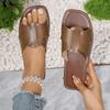 Retro Style Flat-bottomed Open-toed Slippers Women's Large Size with Beach Cool Slippers Slippers