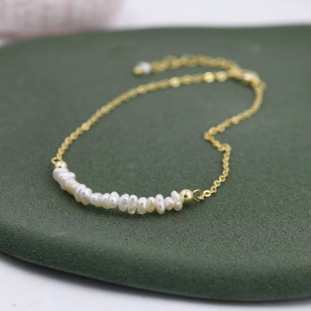 

Vlen Natural Freshwater Pearl Bracelets for Women Stainless Steel Chain Bracelet Jewelry Gifts for Her