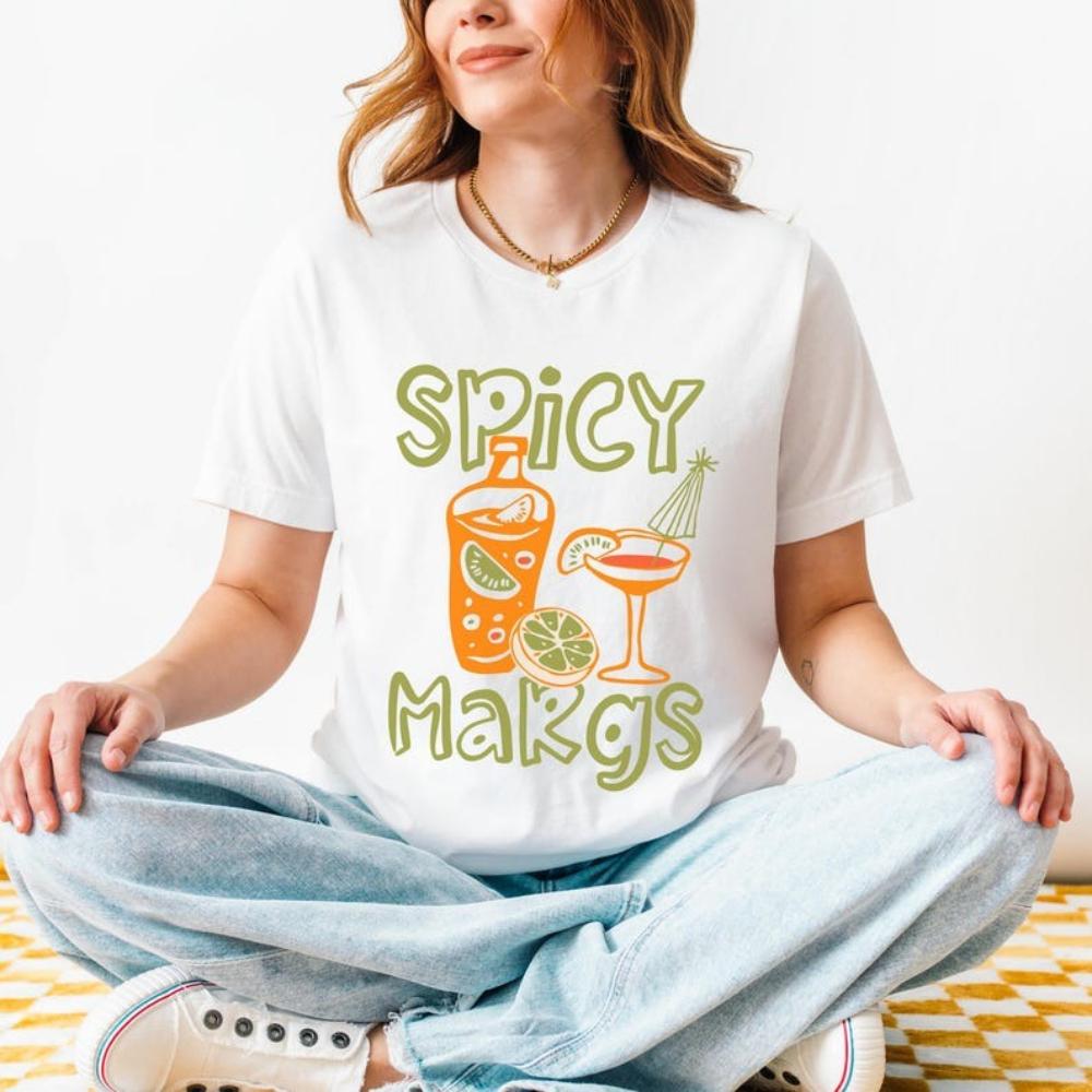 

Spicy Margarita Club TShirt Cocktail Lover Shirt Women Unisex Casual Cotton Graphic T Shirts Creative Fashion Vintage Streetwear S
