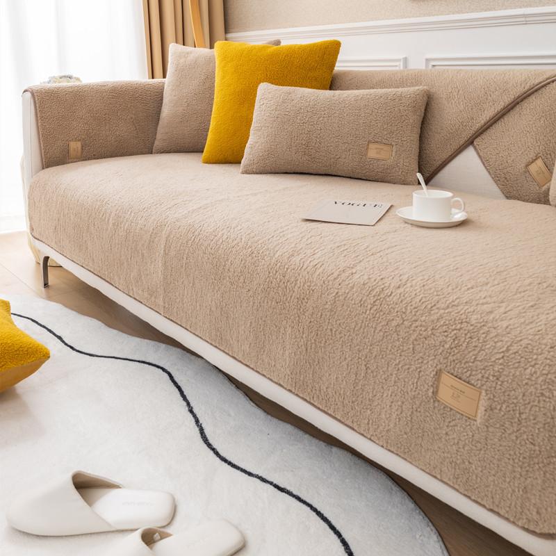 Autumn and Winter New Plush Super Soft Solid Color Sofa Cushion Cover Modern Simple Anti-slip Sofa Cushion Towel