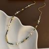 Colorful Natural Stone & Baroque Pearl Crystal Choker Necklace In Titanium Steel