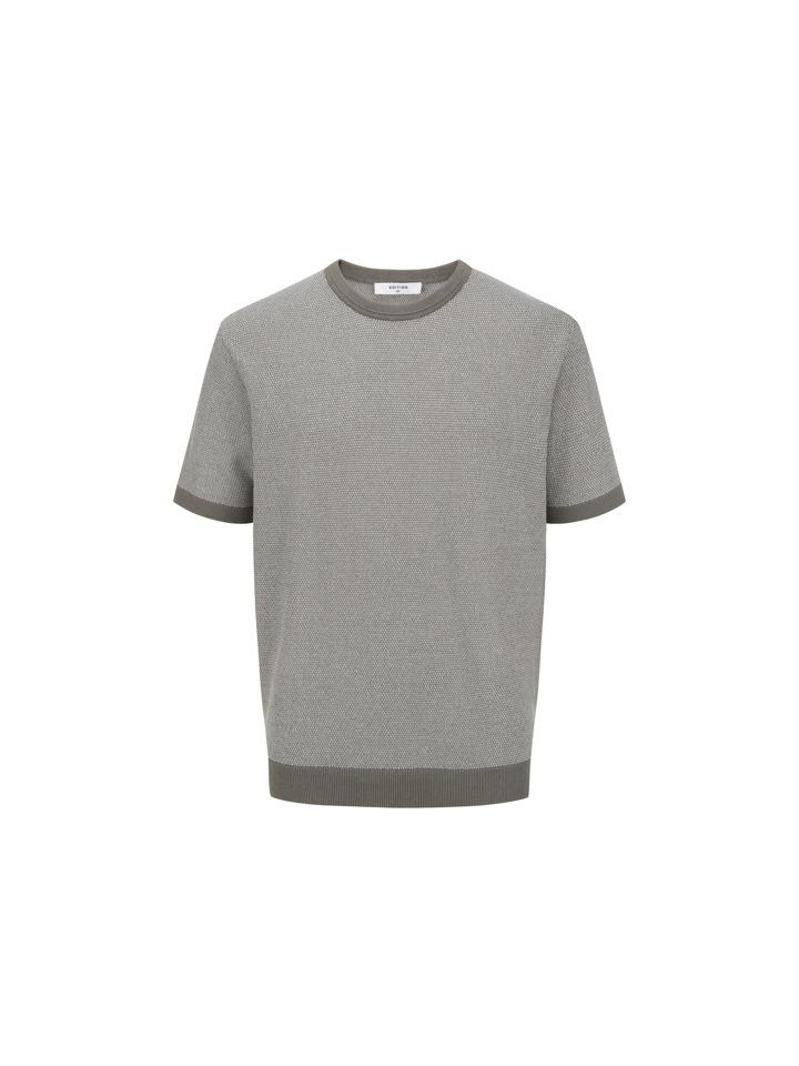EDITION Men'S) Two-Tone Color Block Round Short Sleeve T-Shirt_Nef2Er1924