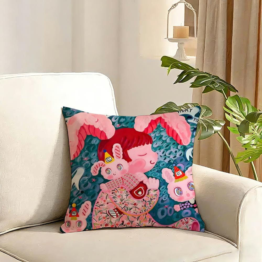 Art KKima artist Cushion Cover Reversible Plush Pillow Cover Soft Fluffy Home Decor for Sofa Bedroom
