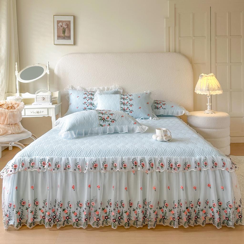 2026 New Pure Color Clip Cotton Bed Dress Single Piece Scarf Single Bed Cover Four Seasons Universal Bed Cover Skirt Side Bed Apron