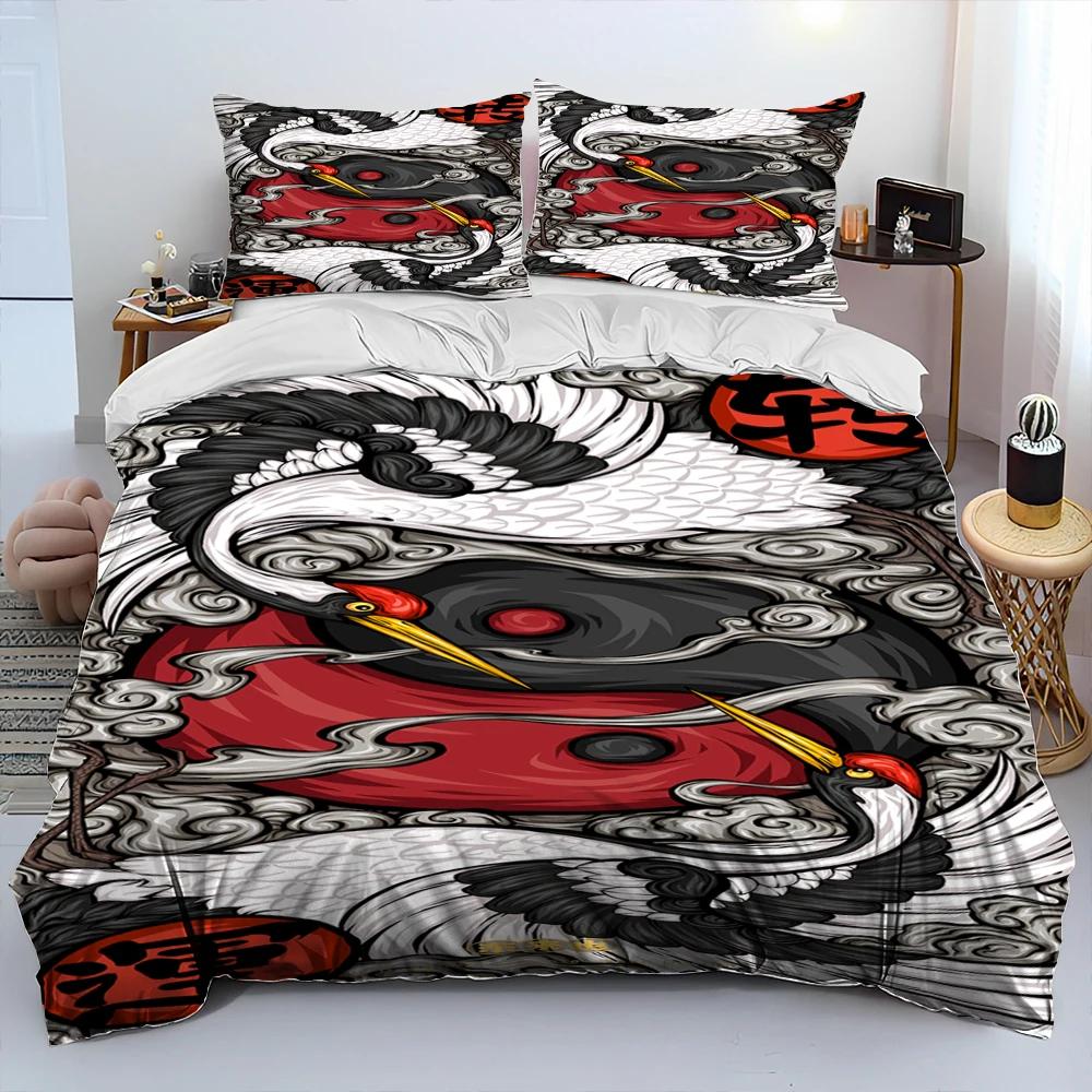 3D Chinese Tai Chi Bagua Yin Yang Pattern Bedding Set,Duvet Cover Bed Set Quilt Cover Pillowcase,Soft,Comfortable and Breathable