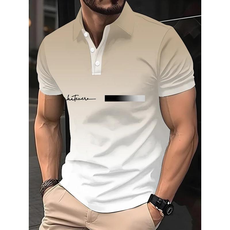 Spring and Summer Men s Short-sleeved Lapel Fake Polo Shirt, Pocket Printed Business Casual Polo Shirt, Elastic Top S