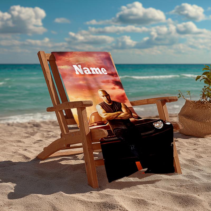 Custom Name Ultra-Soft Beach Towel with Fast & Furious Theme,Ideal for Pool - Camping, Diving - Perfect Travel Essential, Vibrant Beach Towel.