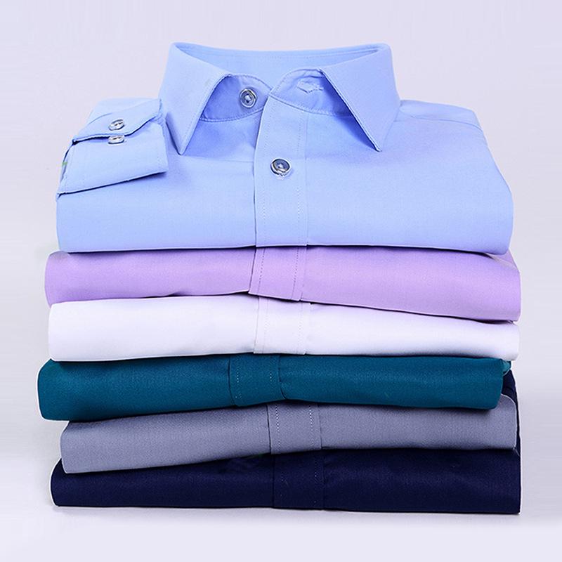 2024 Men's White Slim Fit Bamboo Fiber Long Sleeve Iron-Free Business Shirt