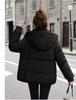 Women’s Short Hooded Windproof Thicken Warm Winter Jacket With Raglan Sleeves