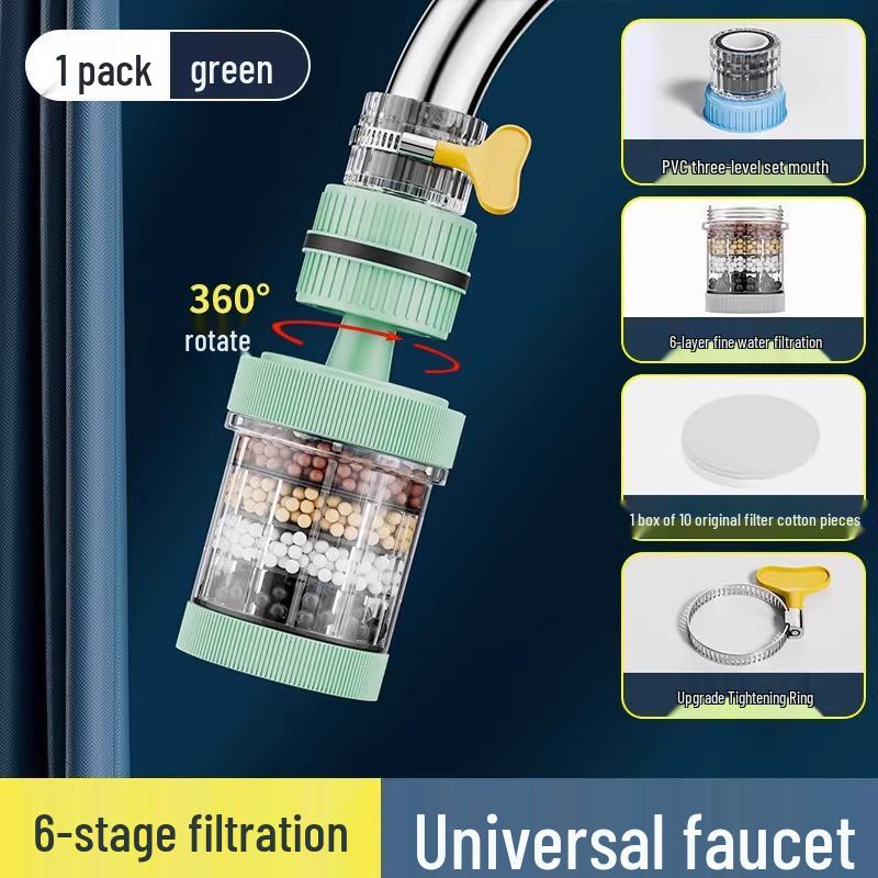 Filtre de Robinet Anti-Éclaboussures Universel & Pommeau de Douche Purificateur pour Cuisine et Dortoir