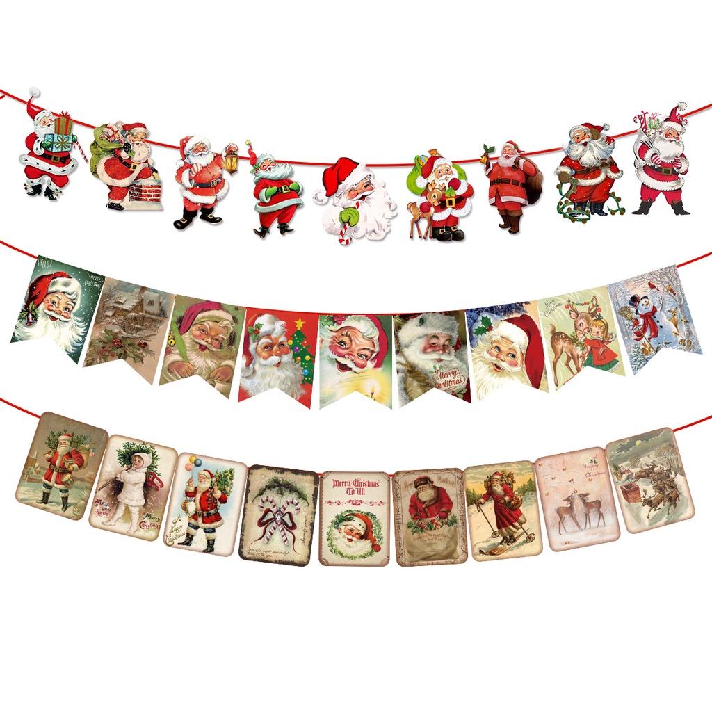 Santa Claus Snowman And Reindeer Christmas Party Banner Decorative Alphabet Banner For Festive Decor